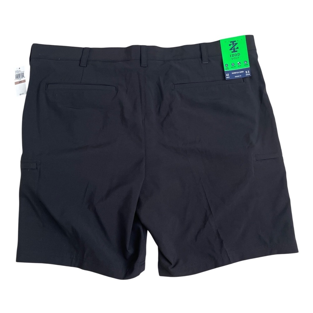 IZOD Golf Swingflex Cargo Shorts Black Mens 42 Waist 9.5 Inseam New With Tags - Picture 4 of 5